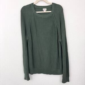 J. Crew Mens Heritage Cotton Ribbed Sweater Size L Crew Cotton Pullover Green